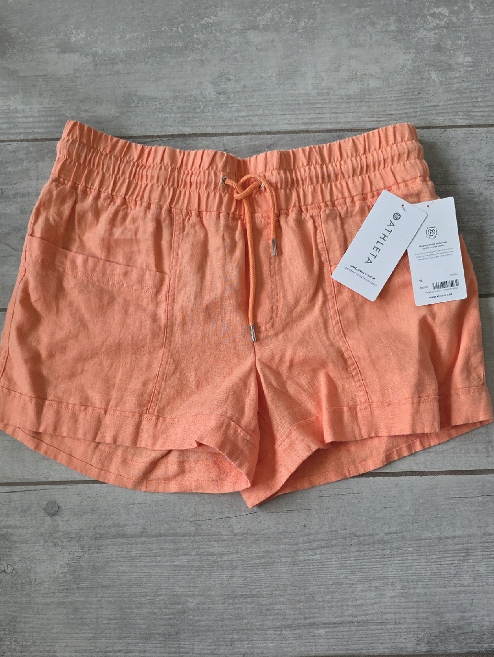 Athleta Coral Drawstring Linen-Blend Shorts